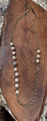 ❤Collar Silpada Glitz K&R Latón 32” Perla Cristal Estación Hilo KRN0116 Foto 1 de 3