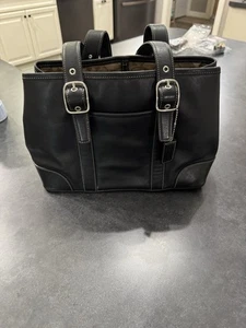Bolso de hombro Y2K 2003 Coach #7588 Hampton con hebillas negro - Imagen 1 de 11