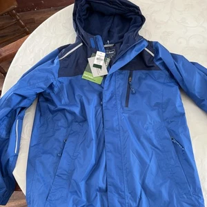 LL Bean Jacket Kids - L - Blue Trail Model Rain Jacket Lightweight Hooded NEW - Picture 1 of 8