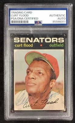Tarjeta de béisbol firmada por Curt Flood 1971 Topps #535 Cardinals autógrafo PSA/DNA Foto 1 de 2