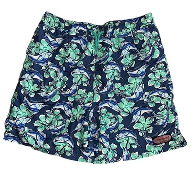 Vineyard Vines Youth Boys Swim Trunks Marlin Fish Hawaiian Flower L (16) EUC - Image 1 of 4