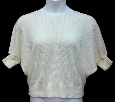 Suéter suave crema lisa para mujer talla XL 1/2 manga abullonada cuello redondo Foto 1 de 4