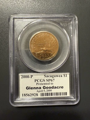 2000-P Sacagawea Dollar $1 Glenna Goodacre Presentation Piece PCGS SP67- SIGNED - Image 1 of 2