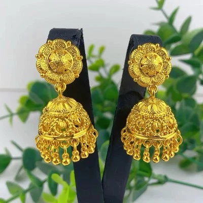 Asian Indian 24k Gold Plated Jhumka Earrings Jewellery gift Set Accessories *Uk* - Image 1 of 4