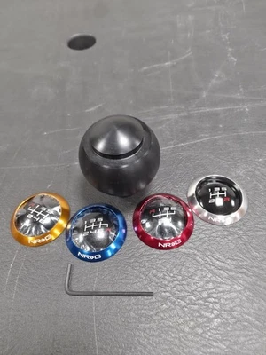 NRG ALUMINUM BALL ROUND SPHERE STYLE 5-/6-SPEED GEAR SHIFTER SHIFT KNOB BLACK - Image 1 of 4
