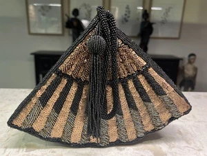 Vintage Chico’s Sequin & Beaded Fan Wristlet Purse - Picture 1 of 10