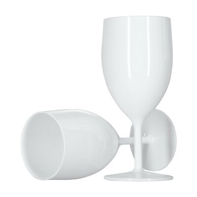 24 X White Wine Glasses 250ml Reusable Plastic Washable Glossy Hen Bridal BBQ • 54.95£