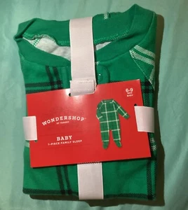 Wondershop Baby 6-9 Months 1 Piece Family Sleep PJ Sleeper Green Plaid - Picture 1 of 2