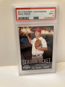 2011 Panini Playoff Contenders Mike Trout 17 Rated Rookie RC PSA 9 Season Ticket - Picture 1 of 2