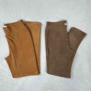 Anthropologie Isla Maude M Comfort Fit Faux Suede Pull On Pants Tan Burnt Orange - Picture 1 of 24