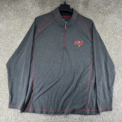 Tommy Bahama Tampa Bay Buccaneers 1/4 Zip Pullover Mens XL Gray Stretch Logo NFL Cover