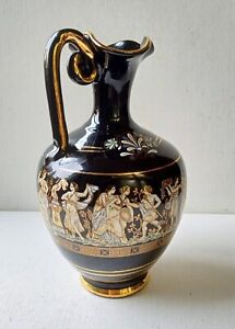 New Lower Price: VTG Black Pitcher With Classical Decorations & 24 K  Gold Trim