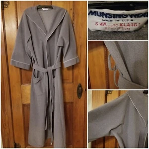Vintage Munsingwear Hooded Robe Mens One Size Gray Tie Retro Pocket Made In USA - Picture 1 of 7