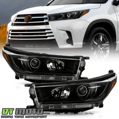 For 2017 2018 2019 Toyota Highlander LE XLE Black Projector Headlights Headlamps - Изображение 1 из 4