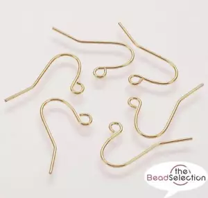 200 EARRING HOOKS SHEPHERDS CROOK NICKEL LEAD FREE EAR WIRES GOLD PLATED AB28 - Picture 1 of 4