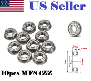 10pcs MF84ZZ LF840ZZ Shielded Flanged Model Ball Flange Bearing 4 x 8 x 3mm - Picture 1 of 1