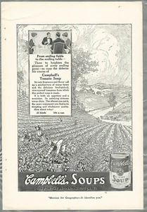 Anuncio de sopa Campbell’s 1914, sopa de tomate, recoger tomates - Imagen 1 de 3