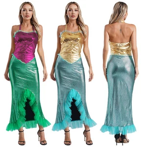 Womens Cosplay Stage Performance Bodycon Dress Backless Mermaid Carnivals Sexy - Picture 1 of 35