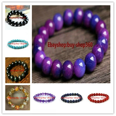 Bonita pulsera elástica de fluorita turquesa rubí lapislázuli 6/8/10/12 mm 7,5" Foto 1 de 4