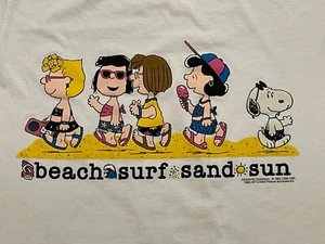 Vintage Single Stitch Tshirt Peanuts Snoopy Beach Surf Sand Sun Herren XL Jerzees Tee - Bild 1 von 5