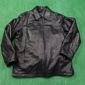 WILSONS LEATHER PELLE STUDIO BLACK ZIP UP LEATHER JACKET MENS SZ L **READ** - Picture 1 of 15