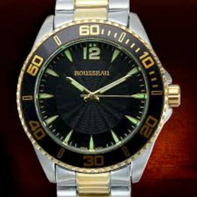 NUEVO Reloj Rousseau SUTER 9445 Para Hombre Dos Tonos Banda Acero con Esfera NEGRA Analógica Foto 1 de 2