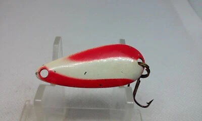 Vintage Red & White/Chrome back 1 3/4" Wobble Wiggler Spoon 3/16oz Fishing Lure - Image 1 of 4