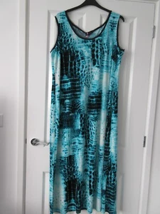 Stunning turquoise animal print sleeveless dress size 24 Anna Scholz - Picture 1 of 13
