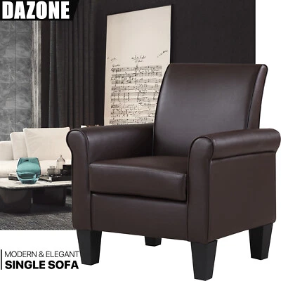 Comfy Leisure Accent Arm Chair Faux Leather Living Room Single Sofa Seat Club US - Image 1 of 4