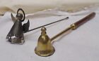 Vintage Brass Candle Snuffer Bell Head with Wooden Handle & Angel Snuffer