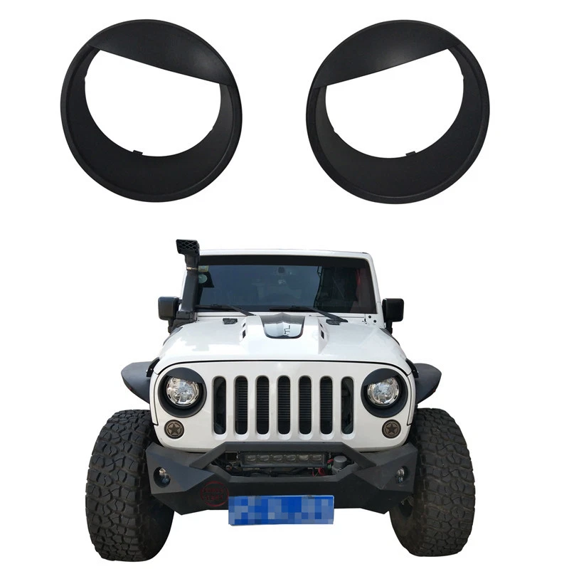 2x ABS Front Headlight Angry Eyes Style Trim Cover for Jeep Wrangler JK 07-18