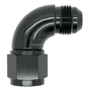 AN-6 JIC SCHWARZ 90 Grad FULL FLOW Winkel Stecker auf Buchse Ölschlauch Fitting Adapter - Bild 1 von 1