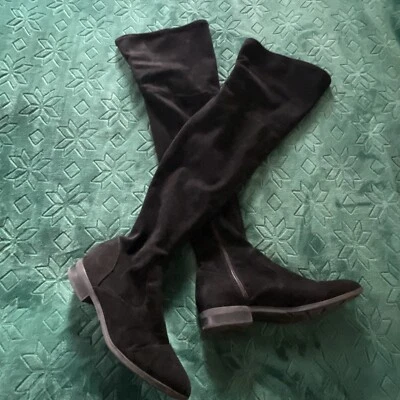 Marc Fisher Riding boots Womens Size 8M Black Suede Zip Knee High Fashion — 第 1/4 张图片