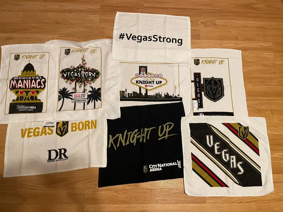Lot of 8 Vegas Golden Knights Reverse Retro, Vegas Strong, Born Rally Towels - Image 1 of 1