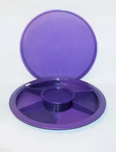 Bandeja para servir grande Tupperware ajustable dividida redonda púrpura vintage ¡RARA! - Imagen 1 de 4