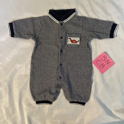 Auténtico Dinosaurio Niños Rayas Azul Marino Una Pieza Bebé Talla 3m Foto 1 de 4