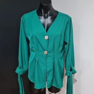 Women's size L 'BANANA REPUBLIC' Gorgeous emeral green tailored long sleeve top - Picture 1 of 6