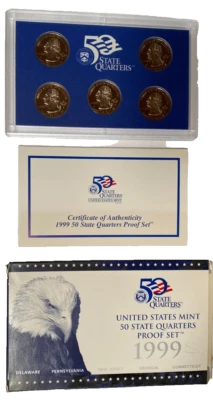 1999-S Clad US Proof State Quarter Mint Set 5 Coins OGP/COA - Image 1 of 2