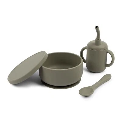 3pc Tiny Dining Silver Sage Baby Silicone Suction Feeding Set Kids Weaning - image 1 of 4