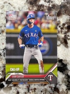 2023 TOPPS NOW WORLD SERIES CALL-UP CARD TEXAS RANGERS EVAN CARTER #0173