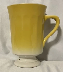 Syracuse China Yellow Pedestal Restaurant Ware Coffee Mug Cup Fluted Black Rim - Picture 1 of 4