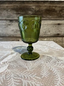1 Bartlett Collins St. Genevieve Green Glass Water Goblets Bullseye & Cane EUC - Picture 1 of 5