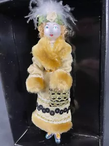Ladies With Elegance Glass Ornament/Figurine — Flapper Girl w/Fur Coat & Handbag - Picture 1 of 9