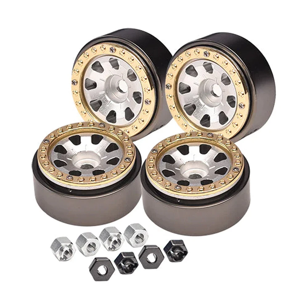 Juego de llantas Beadlock de aluminio de 1 pulgada GPM (8 postes) plateadas para 1/18 TRX4M Foto 1 de 4