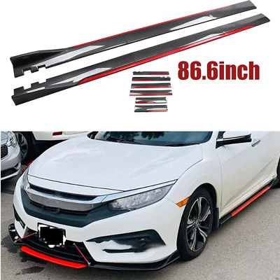 Carbon Fiber Look 86.6" Side Skirt Extension Spoiler Splitter For Honda Insight - Image 1 of 4