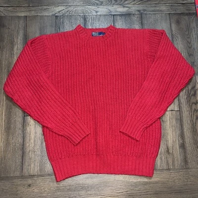 Suéter Pullover Tejido Rojo 100% Lana Años 80 Polo Ralph Lauren De Colección XL Foto 1 de 4