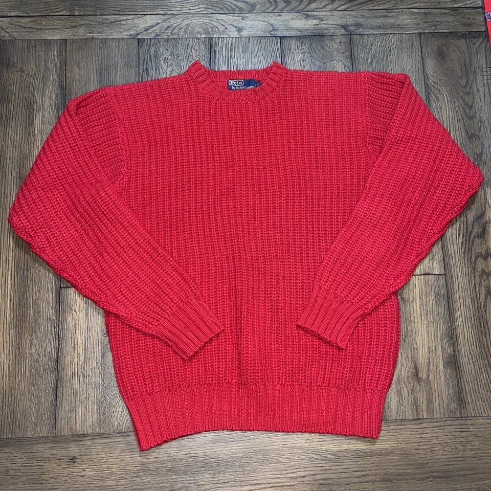 Suéter Pullover Tejido Rojo 100% Lana Años 80 Polo Ralph Lauren De Colección XL Foto 1 de 4