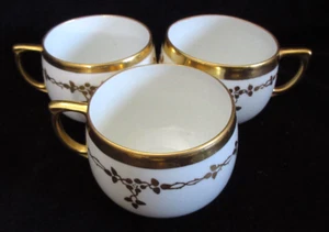 Three (3) Rare Made in Czechoslovakia China White Gold Cups EUC - Picture 1 of 4