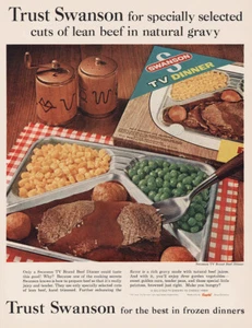 Swanson TV Dinner 1962: Beef Dinner anuncio impreso vintage - Imagen 1 de 1