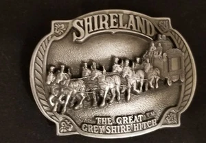 Vintage Belt Buckle Pewter Alloy Shireland Coach & Horse Scene 1987 NewOldStock  - Picture 1 of 3